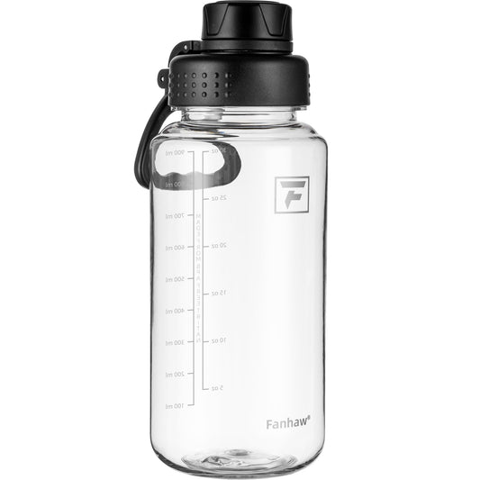 Fanhaw 32 oz Clear BPA-Free Tritan Water Bottle with Fast-Flow Spout Lid, BPA-Free & Leak-Proof Wide-Mouth Reusable Bottle for Gym, School & Office, Back to School Essentials (Clear&Black)