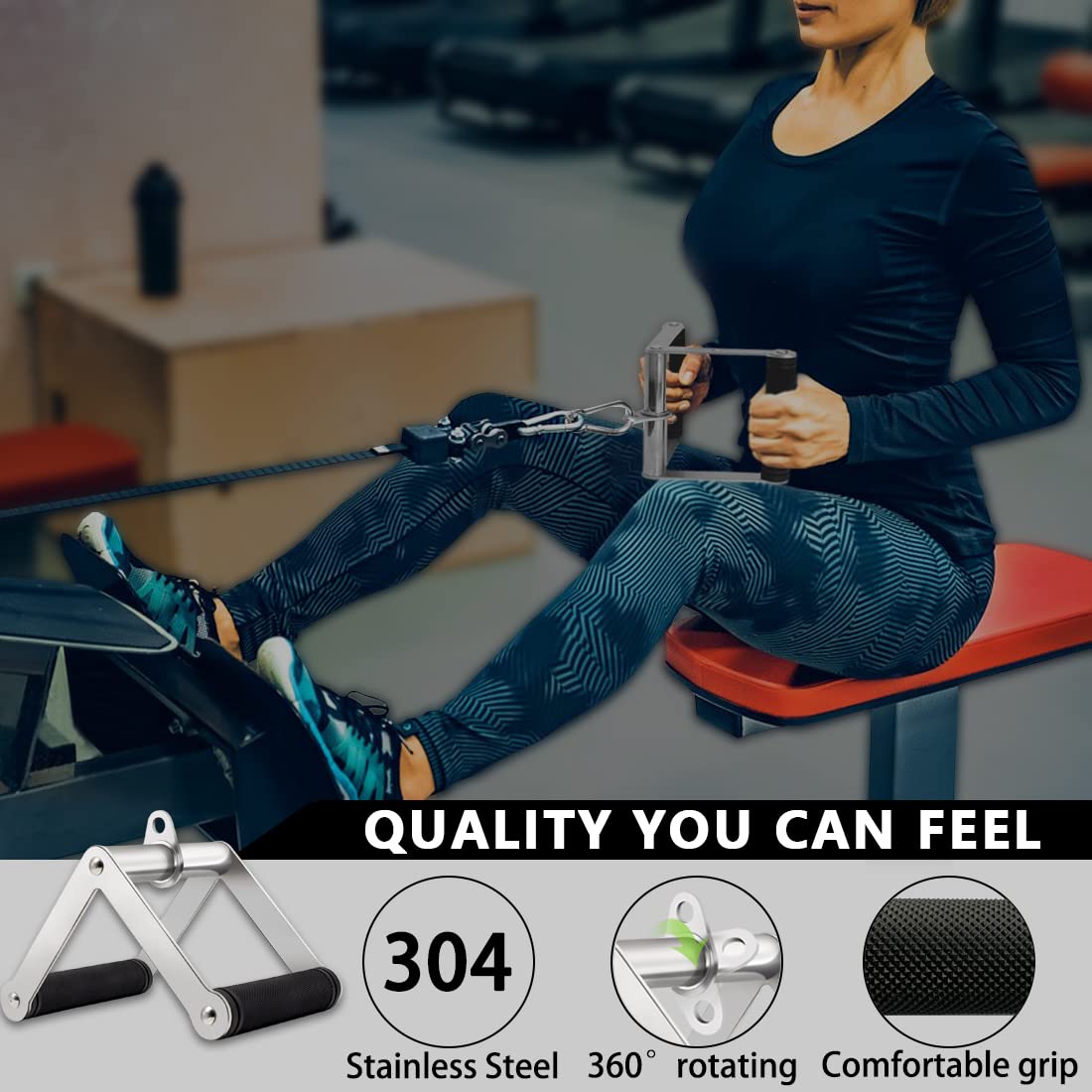 QPARVERS Cable Attachments for Gym lat pulldown attachments cable machine accessories, Straight Pull Down Bar, V-Shaped Press Down Bar, Tricep Rope, Row Handle