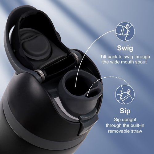 Renyqatt Replacement Lid for Owala Freesip, Compatible with Owala Cup 16oz 24oz 32oz 40oz, One Button Water Bottle Top Lid Replacement Accessory, Leakproof, BPA-Free (Black)