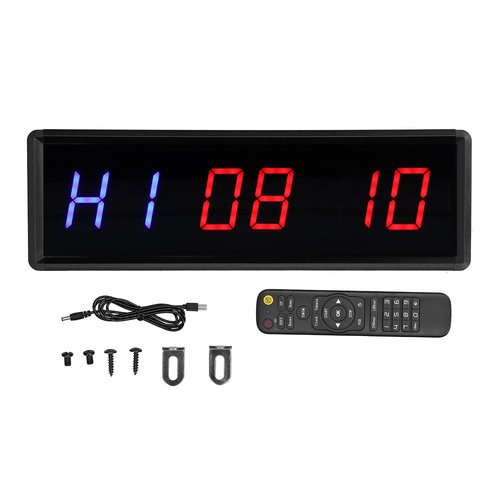 LED Gym Training Clock at Intervals, Remote Chronometer for Home Training, Aluminum Alloy