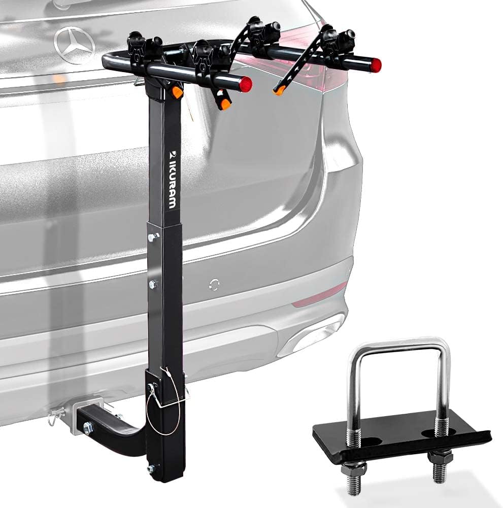 2 Bike Rack Hitch Mount, 200 lbs Electric Bicycle Carrier Rack Platform Style for Cars Trucks SUVs Minivans, fits MTB Gravel Road Bike with Up to 5-inch Fat Tire Carrier Rack - 2" Hitch Receiver