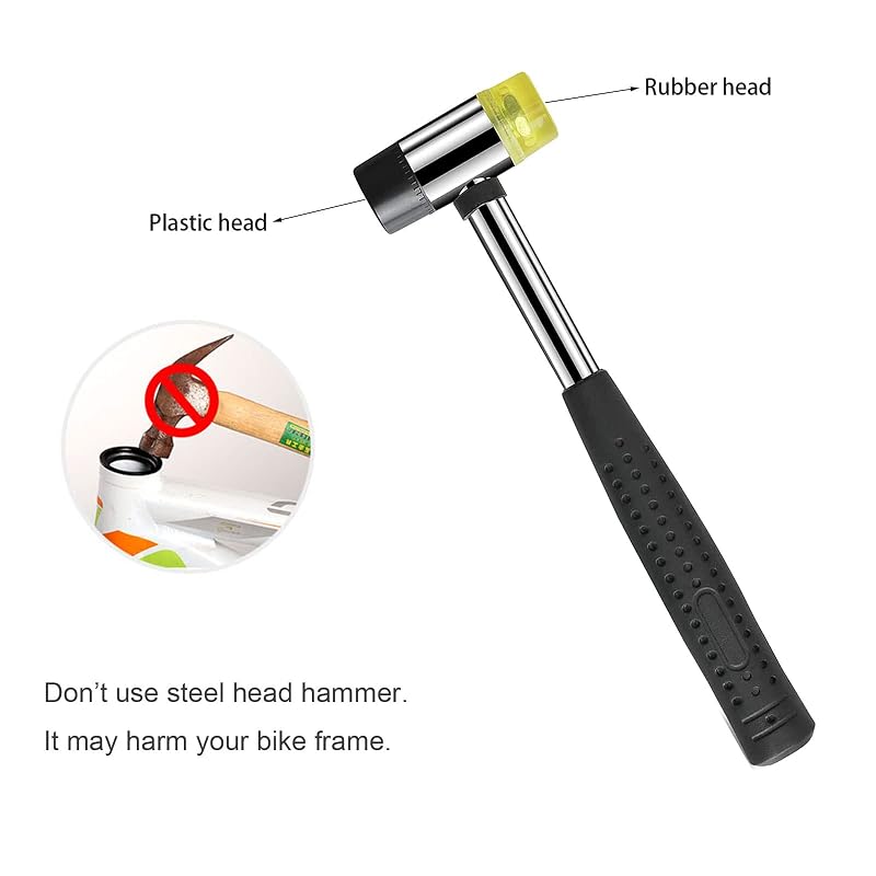 Mimoke Bike Fork Star Nut Setting Installer Tool Kit with 4 Star Nuts & Rubber Hammer