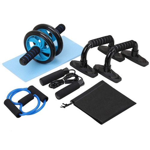 BESPORTBLE 6pcs Home Gym Equipment Kit Ab Roller Wheel Push Up Bars Jump Rope Pull Band Knee Pad with Storage Bag for Househeld Indoor Fitness Exercise Workout