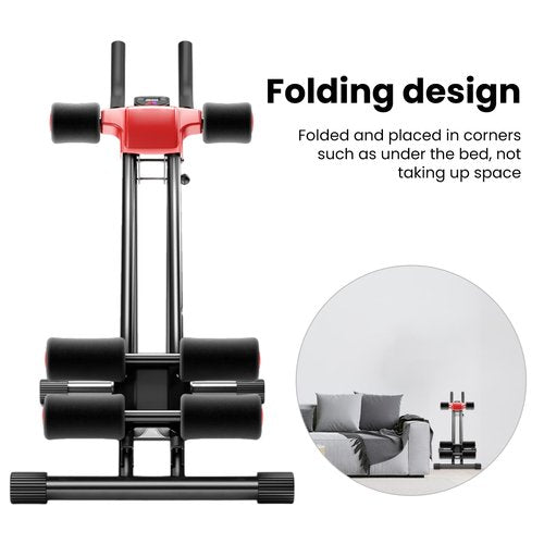 HEVIRGO Ab Workout Equipment for Women,Full Body Workout for Home Gym Strength Training Ab Machine Exercise Equipment Abdominal Trainer Foldable Waist Trainer for Stomach Workout Beginner Red Black