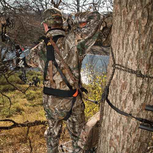 MUDDY Safeguard Youth Combo Safeguard Harness, Lineman's Rope, Tree Strap, Suspension Relief Strap, & Carabiner Super Light Easy-to-Use 360-degree Movement Outdoor Hunting Tree Climbing Gear