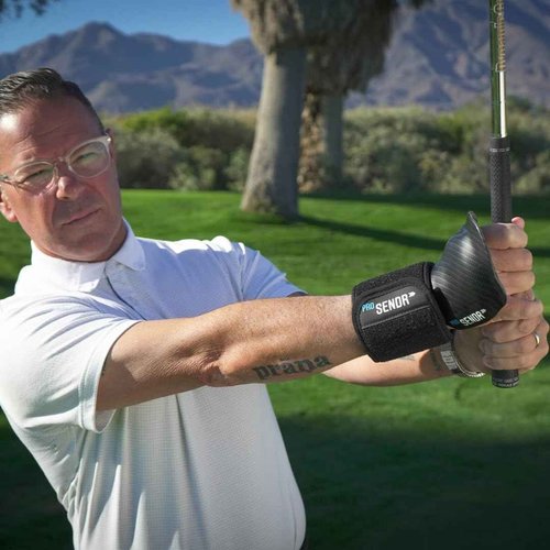 ProSENDR??Golf Training Aid | Carbon Fiber Wrist Cradle Plus Compression Sphere | Improve Wrist Positions, Slice, Ball Striking | Use for Full Swing, Chipping, Putting (Right)