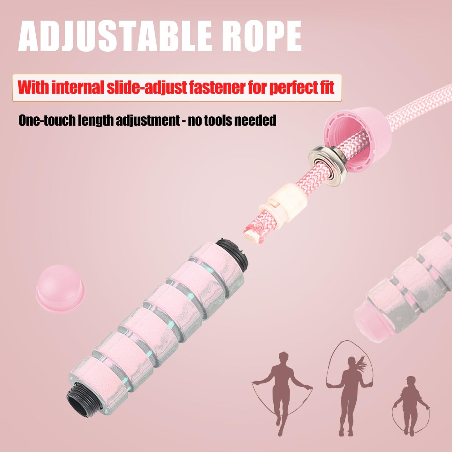 Jump Rope for Women & Men Adjustable Length Cotton Skipping Rope for Adults & Kids Workout Equipment for Weight Loss, Cardio, Boxing & Fitness Suitable for Home, Gym & School Use