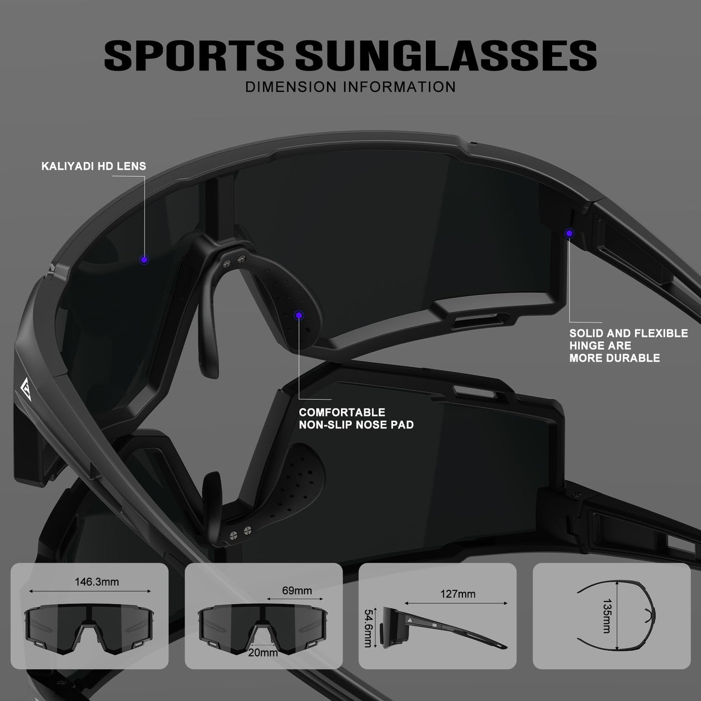 KALIYADI Sports Sunglasses-Men Women Mens-Sunglasses: Sun Glasses with UV400 Protection for Cycling Golf Fishing Running