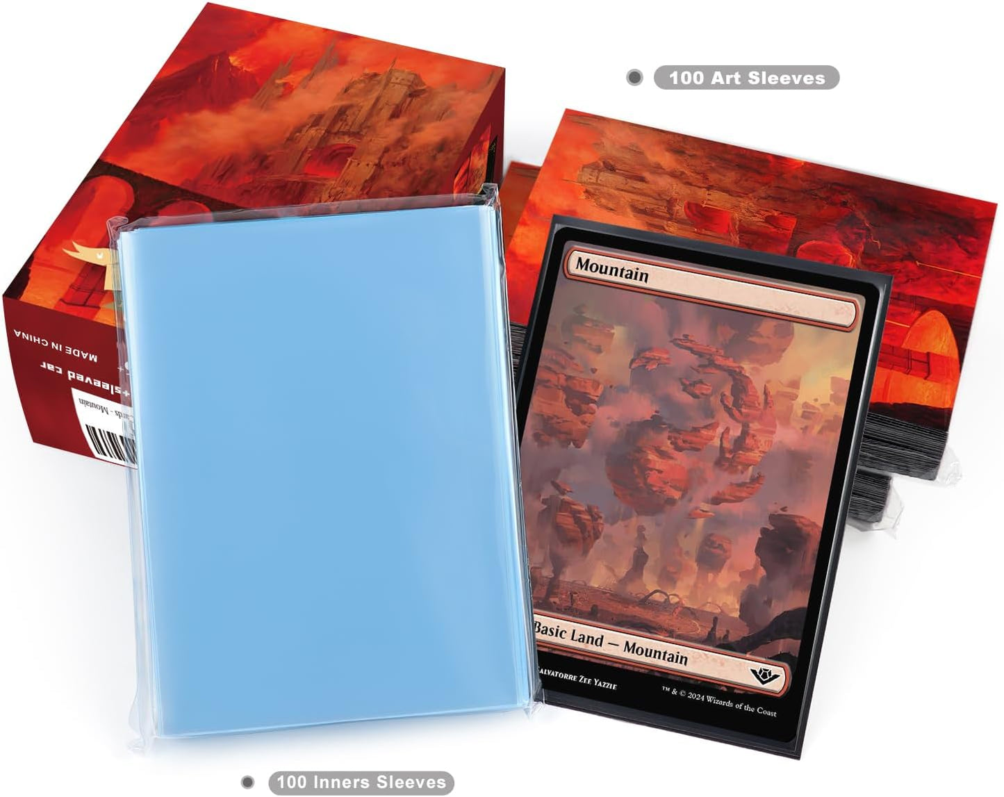 100 Card Sleeves for MTG with 100 Inner Sleeve, Textured Back Art Sleeves, Fit Standard Size Cards - Forest