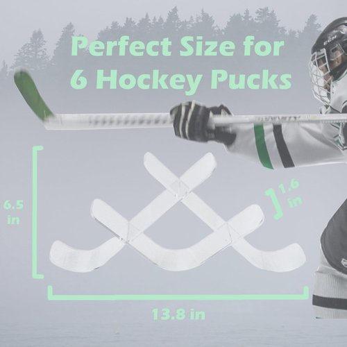 AZEZO Hockey Puck Display Holder Stand for Autographed Collectibles and Hockey Puck Display Case – Acrylic Clear Look, Hockey Sticks Cross-Shaped Design, Memorabilia Showcase for Collectors