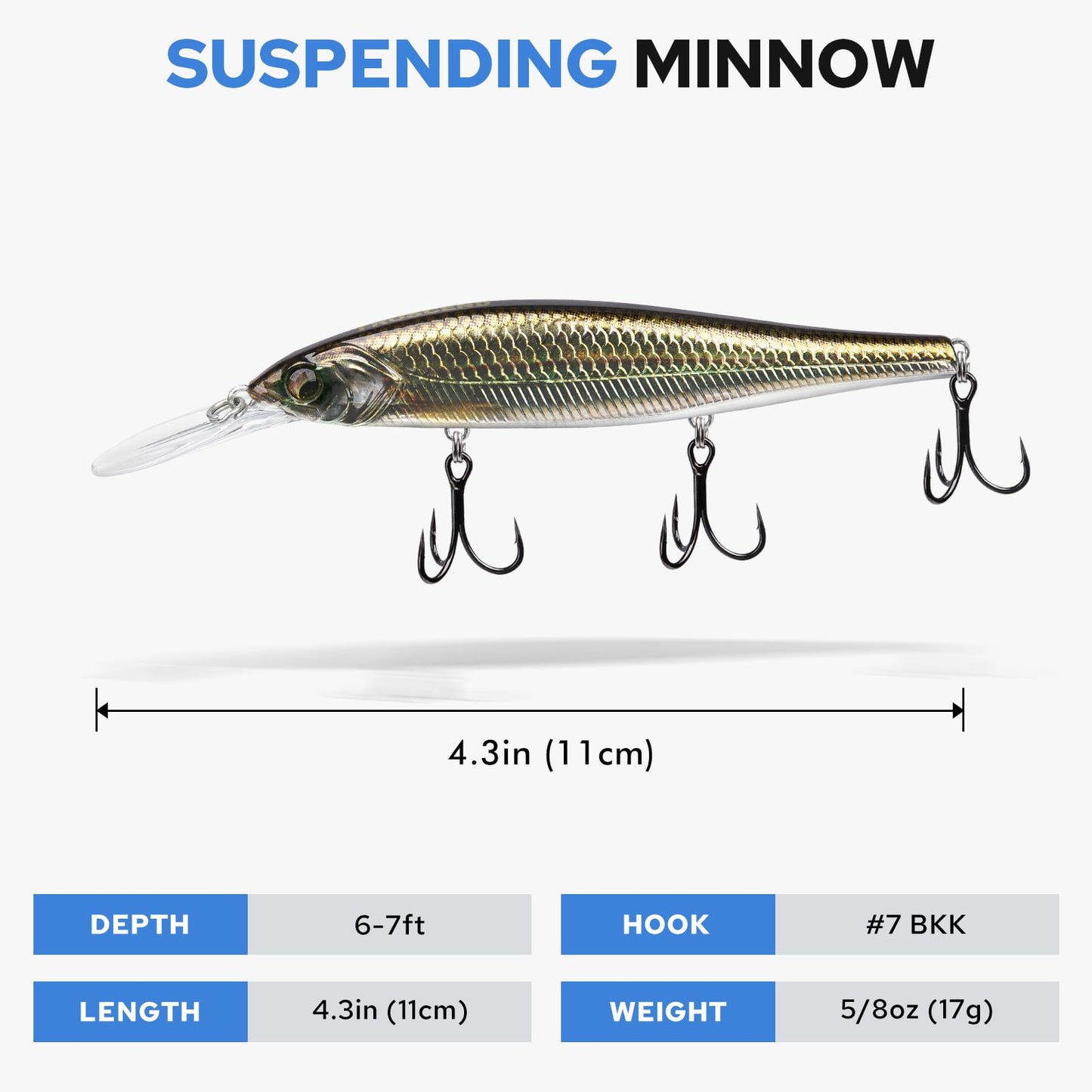 TRUSCEND Suspending Jerkbait Fishing Lures, Precision-Engineered Minnow with Sound, Flash & Irresistible Action, Cast Farther, Glow Brighter and Rattle Louder Jerkbaits for Bass Walleye Pike Catfish