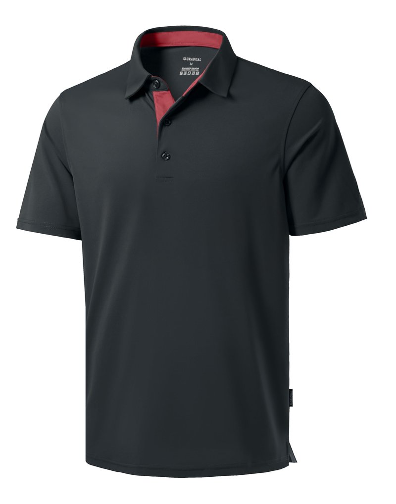 Men's Golf Shirts Dry Fit Moisture Wicking Performance Short Sleeve Collared Polo Shirts for Casual Athletic Business (Dark Grey, 4XL)
