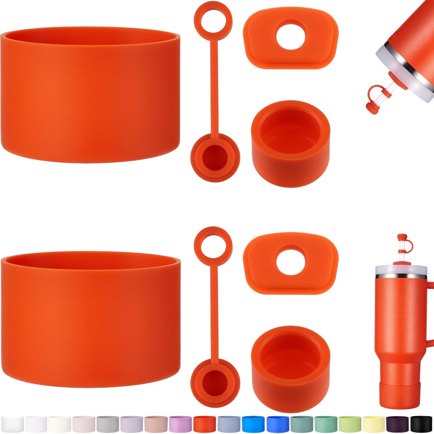 HYZ 8pcs Stanley Cup Accessories, Spill Proof Stopper & Boot Set, Tigerlily