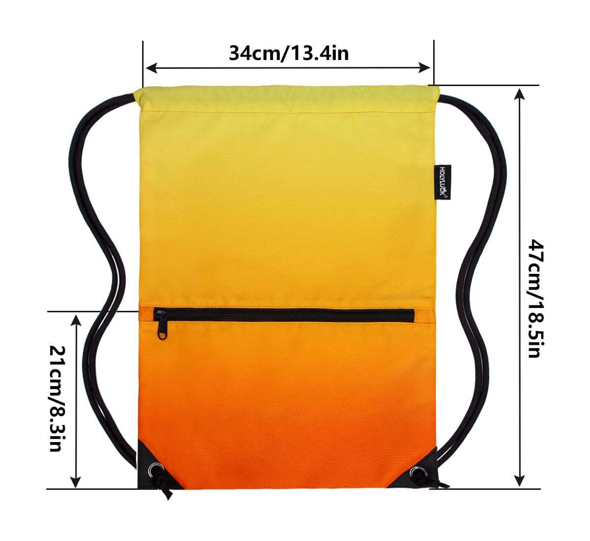 HOLYLUCK Drawstring Backpack Bag Sport Gym Sackpack (gradient orange and yellow)