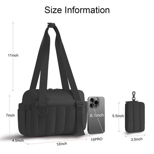 Cysiyu Mini Gym Bag for Women Girls Small Gym Bag with Wet Compartment and Coin Wallet, Puffer Mini Duffle Bag for Workout, Travel, Sport