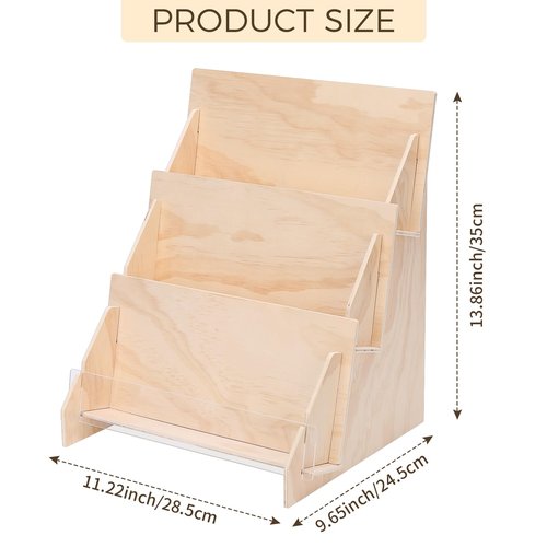 Wooden PSA Trading Card Display Case, Holds 54 Graded Cards, 3-Tier Baseball Card Display Stand with Acrylic Front, Graded Card Holder for PSA, BGS, SGC Slabs (Wooden)