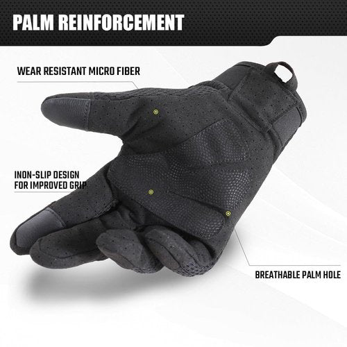 AXBXCX Tactical Gloves for Men Breathable Flexible Touch Screen Full Finger Gloves for Airsoft Paintball Motorcycle Cycling Camping Black L