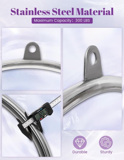 Murago Aerial Lyra Hoop Kit 90cm, 32mm Thick, Maximum Load 460 LBS, Yoga Equipment Set with Hardware Kit for Yoga Dance, Aerial Fitness