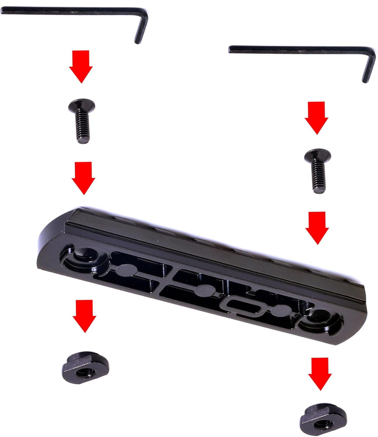 12PACK Aluminum Single Picatinny Rail Mount Accessories Set fit Rifle Mloc 3 5 7 9 11 13 Slots with T-Nuts Screws Allen Wrenches Aircraft Aluminum Alloy