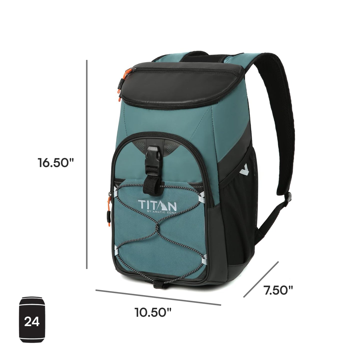 Titan by Arctic Zone Backpack Cooler, Insulated Soft Sided Bag with Leak Proof Lining and Padded Straps, for Lunch, Picnic, and Travel, 24 Can Capacity, Jungle Hunt