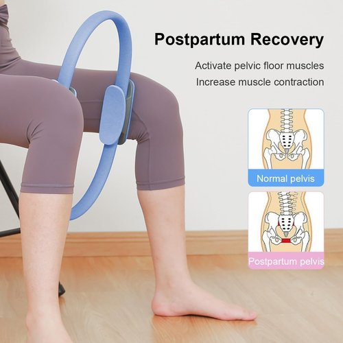 RYTMAT Pilates Ring 14.7 Inch Magic Fitness Circle Durable TPE Padded Handles Exercise Equipment for Toning Strengthening Thigh Abs, Legs and Arms (Blue)