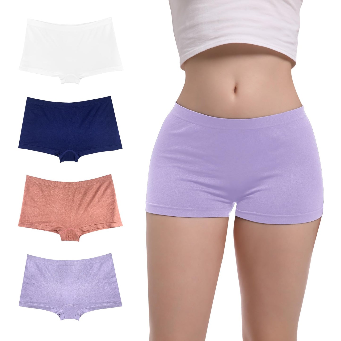 PSEFNAGX 6 Pieces Stretch Comfort Women Boyshort Fall Plate Sexy Panty Underwear Size Small