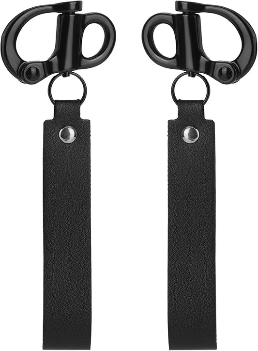 2 Pcs SCBA Mask Quick Release Clip Shackle, Firefighter Accessories, Quick Release Lanyard, Marine Grade 316 Stainless Steel Rigging Shackle with Black Leather Handle