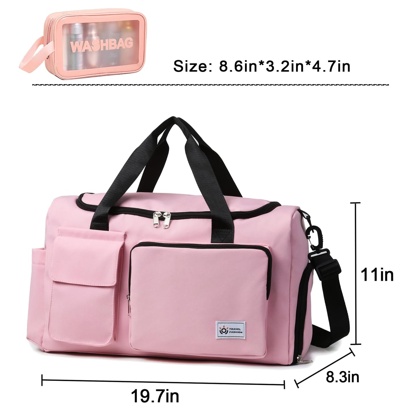 Small Gym Bag for Women, Waterproof Travel Duffle Bag Carry On Weekender Bag with Shoe Compartment & Wet Pocket, Gym Tote Bag for Travel, Workout, Sport