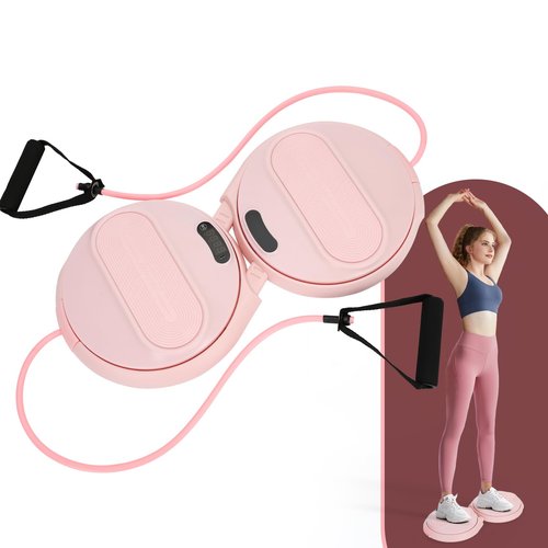 Ab Twister Board with 2 Resistance Bands,360° Waist Twisting Machine for Core Workout & Full-Body Toning,Waist Twister Board for Home Gym,Weight Loss & Slimming(pink) (pink)