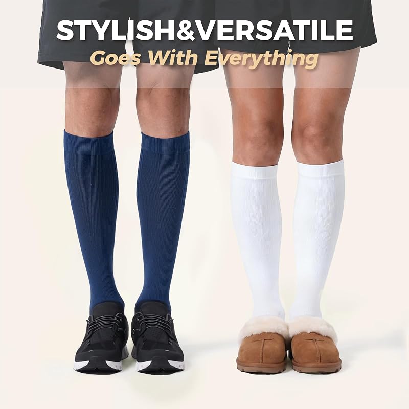 Compression Socks for Men and Women, 15-20 mmHg, 3 Pairs – Variation: B02 Dark Gray/Light Gray/Navy Blue, Large