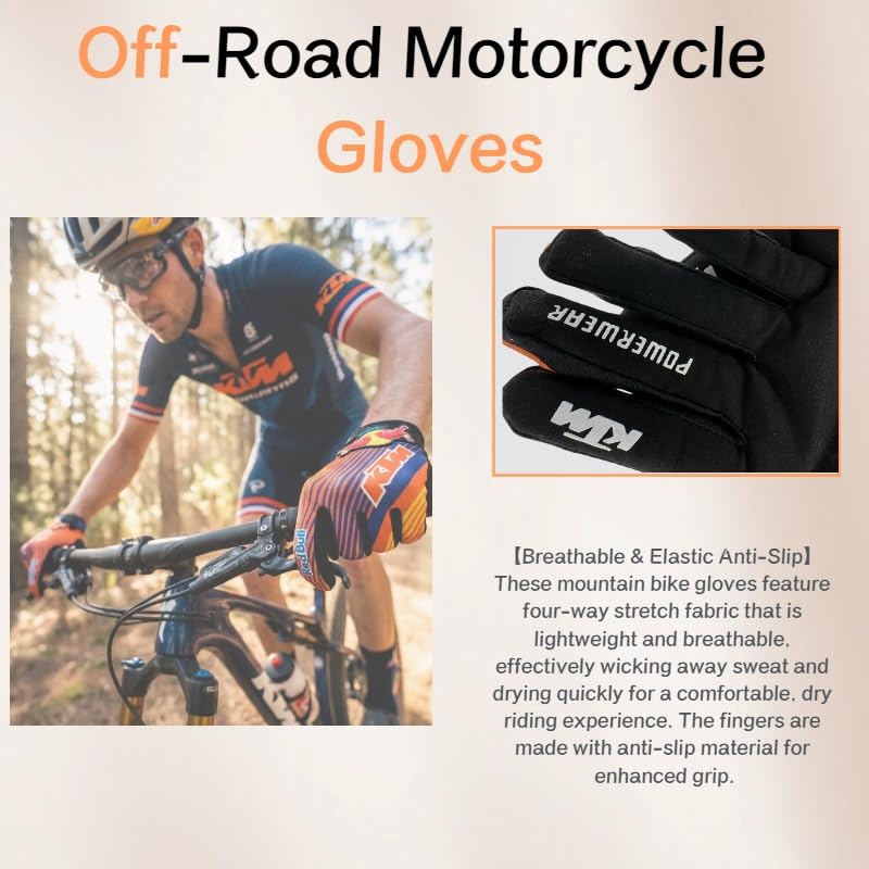 Blue Off-Road Motorcycle Gloves Men Women Breathable Non-Slip Sports Gear - Medium