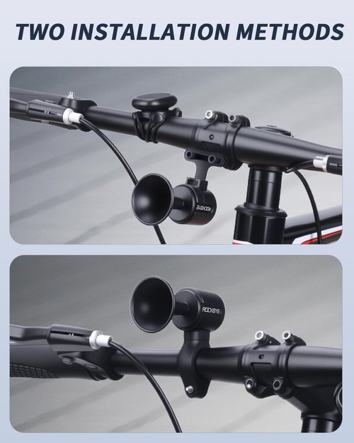 EQIIO Electric Bike Horn with Anti Theft Alarm, 120dB Loud Bicycle Horn with Wireless Remote, USB-C Rechargeable Bike Bell for Adults Kids Bike, Scooter, Ebike, IPX5 Waterproof & Suspension Mount