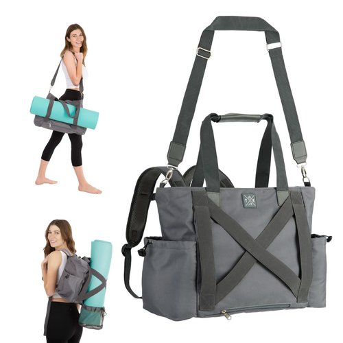 Premium Yoga Mat Bag with Convertible Backpack Straps, Multiple Pockets, and Secure Zipper Closure (1, Grey) Great for Pilates, the Gym, Travel