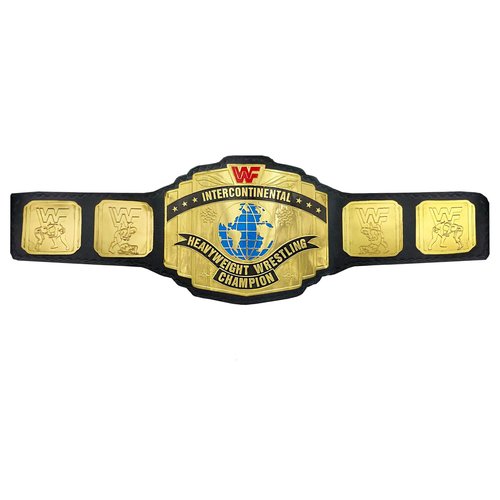 TRUE SAGA - Intercontinental Heavyweight Wrestling Wrestling Belt Class One Replica - Adult Waist Up to 46" - 2mm Metal (Black Strap)