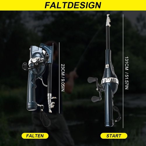Pekven Fishing Rod, 2025 New Easyfish Collapsible Folding Pole, Telescopic Fishing Rod and Reel Combo with Fishing Line, Rod and Wheel Integrated (1Pcs)