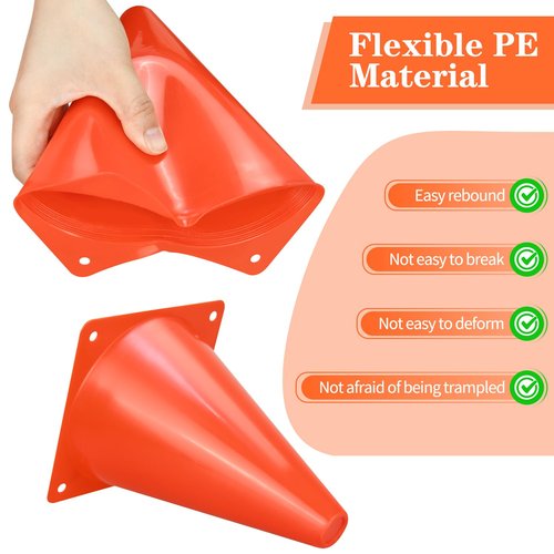 PXZBLG 12/24/50pcs Soccer Cones, 7 Inch Soccer Cones, Plastic Traffic Cones, Training Cones for Basketball Football Skating Drills Practice (7", 12pcs)