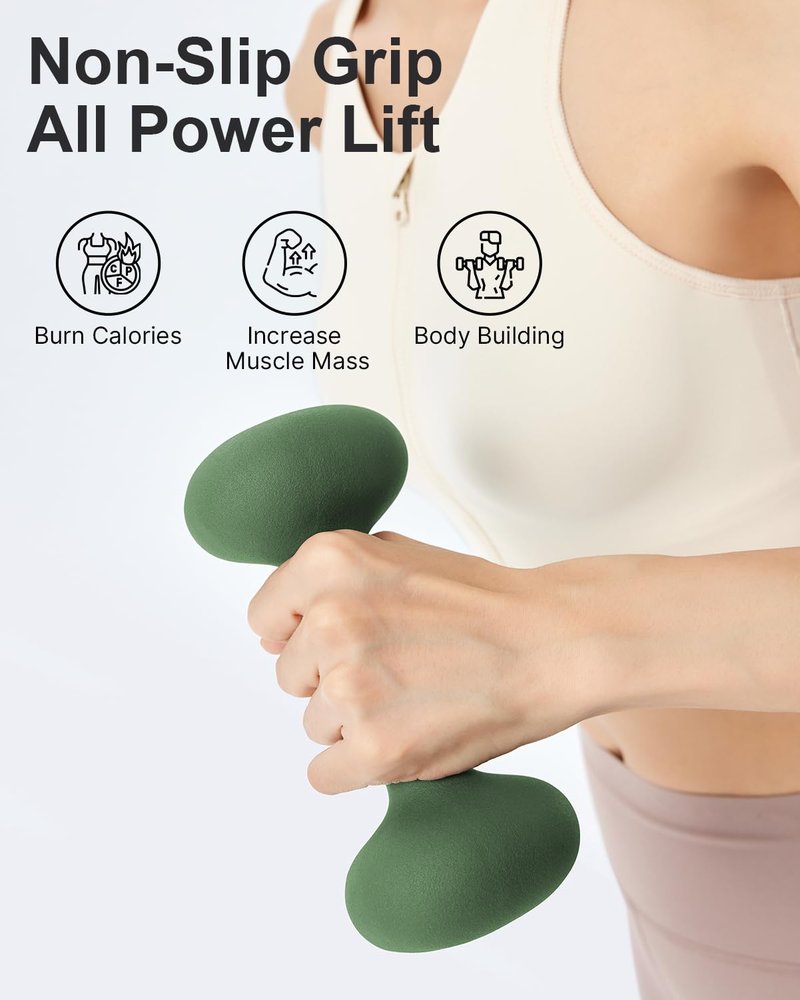 YOTTOY Weights Dumbbells Set for Women,2 Pound Dumbbells Set of 2, Non-Slip Hand Weights for Home Workouts, Portable Strength Training Neoprene dumbbell (Green, 2LB-Pair)