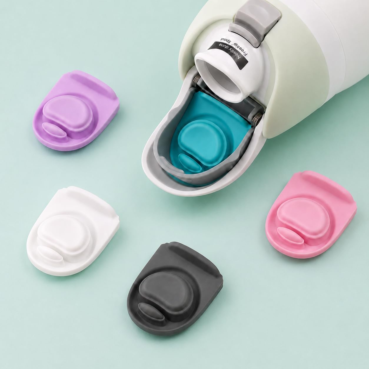 Joshey 6 Pack Rubber Seal Replacement Stopper, Compatible with Owala Freesip 24oz 32oz Water Bottle Spout Cap-Silicone Gasket Replacement Parts (Pink)