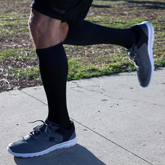 Copper Fit Energy Compression Socks 3 Pack LXL Black - Circulation & Swelling Relief for Travel, Running & Recovery
