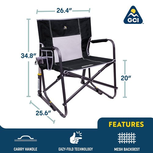 GCI Outdoor Freestyle Rocker XL Portable Folding Rocking Chair and Outdoor Camping Chair