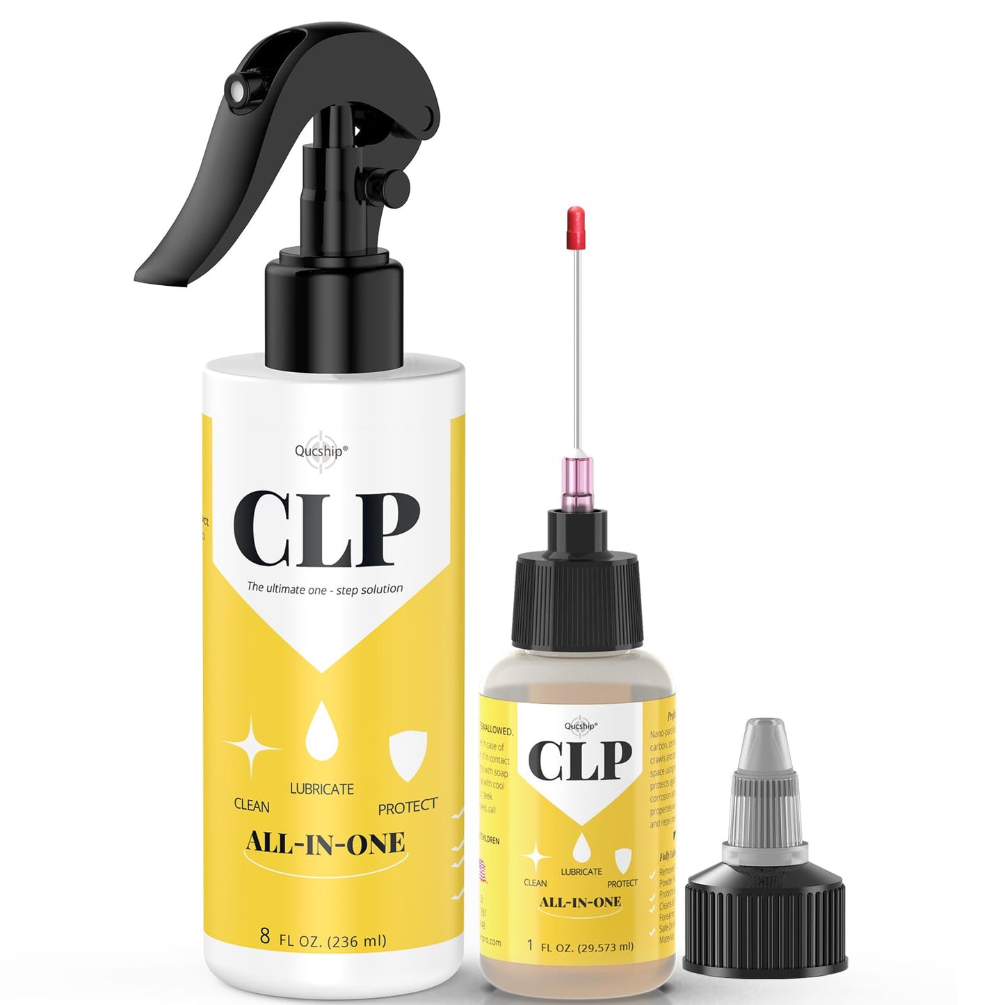 Gun Oil 8 oz & 1 oz Needle Oiler Gun Lubricant, Multi-Purpose Gun Cleaning Kit Protector, Clp Gun Cleaner and Lubricant, Gun Cleaning kit with Oil and Cleaner - by Qucship