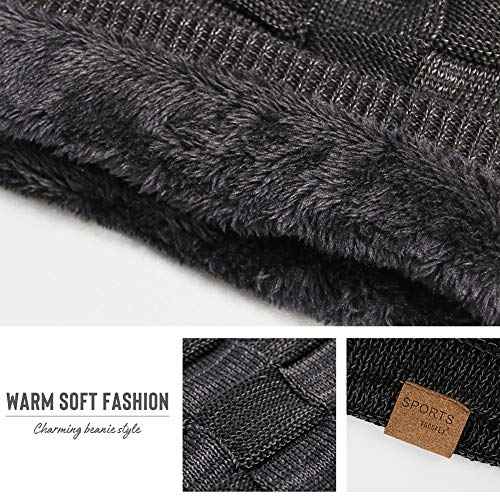 Vgogfly Slouchy Beanie for Men Winter Hats for Guys Cool Beanies Mens Lined Knit Warm Thick Skully Stocking Binie Hat