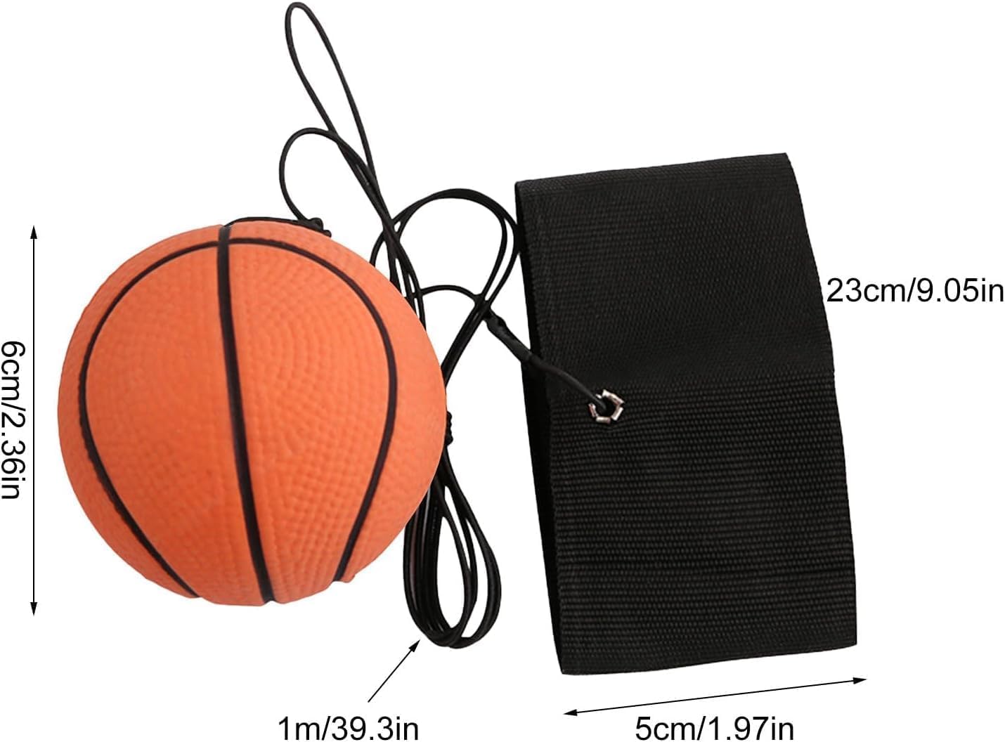 Essivox Basketball Wrist Return Ball, Sports Training Rubber Bouncy Ball on Elastic String, 2.36 Inch, for Exercise and Training