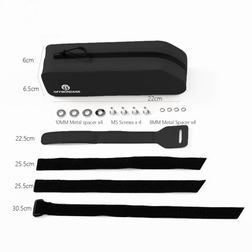 OFFBONDAGE Waterproof Bike Top Tube Bag - TPU Bolt-On & Strap Mount Frame Pack, Lightweight Aerodynamic Cycling Storage for Mountain/Road/Gravel