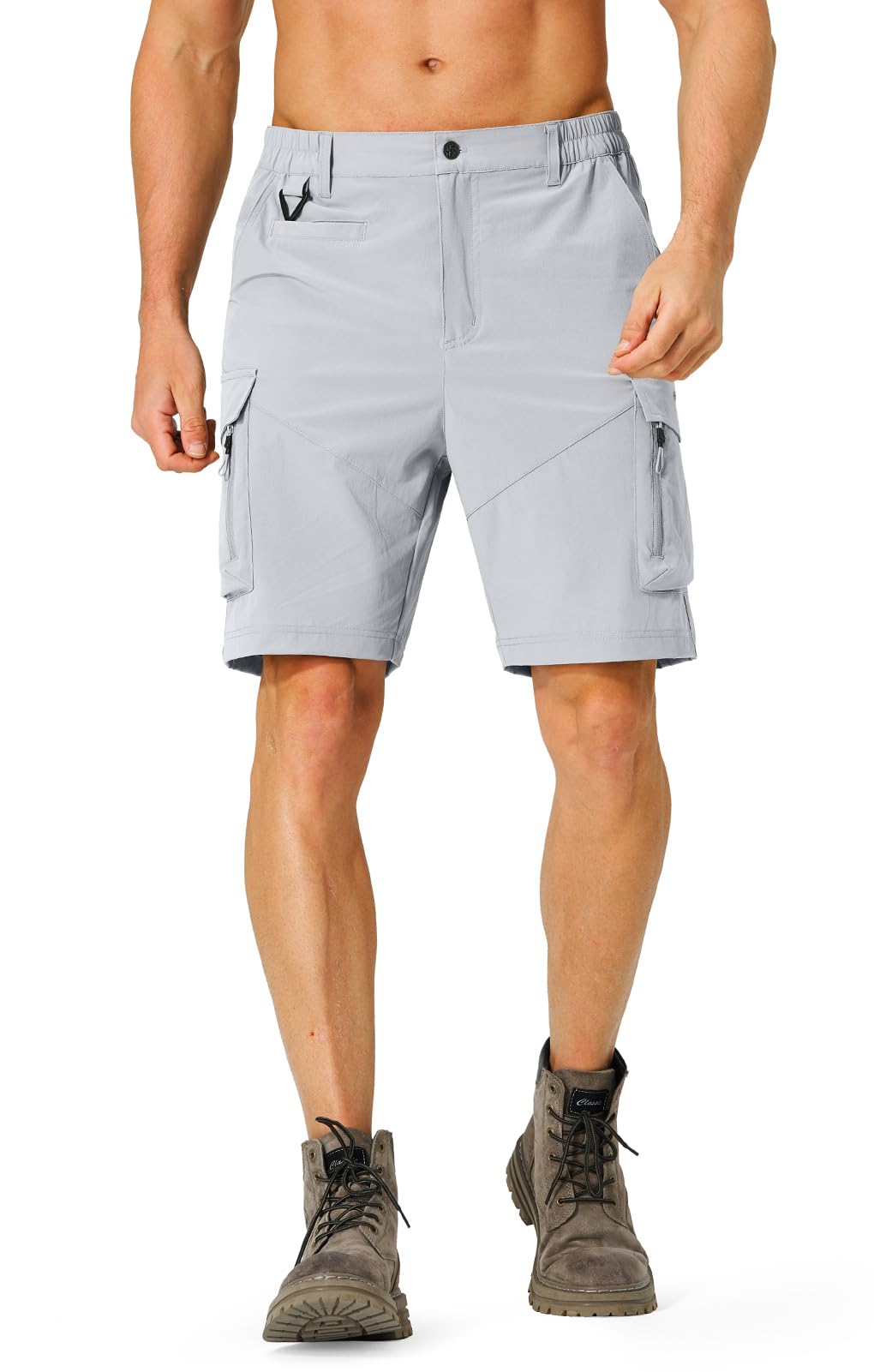 Hugut Men's Hiking Cargo Shorts Quick Dry Lightweight Travel Shorts with Multi Pockets for Fishing Camping Golf