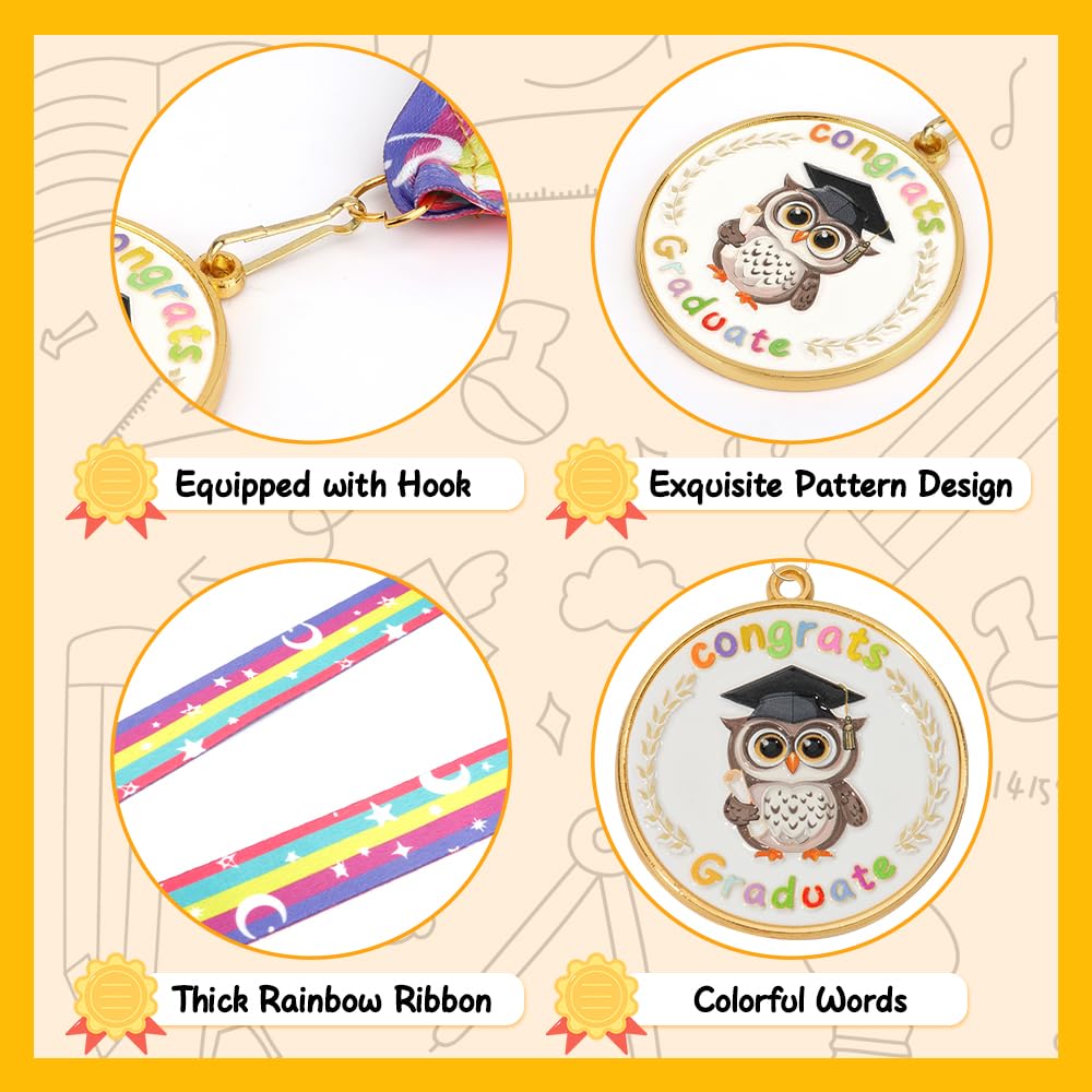 Congrats Kids Graduation Medal, 2 Inch Kindergarten Preschool Graduation Medals for Kids with Rainbow Neck Ribbon for Students Award Medallion Graduation Gifts, Graduation Decorations Class of 2025
