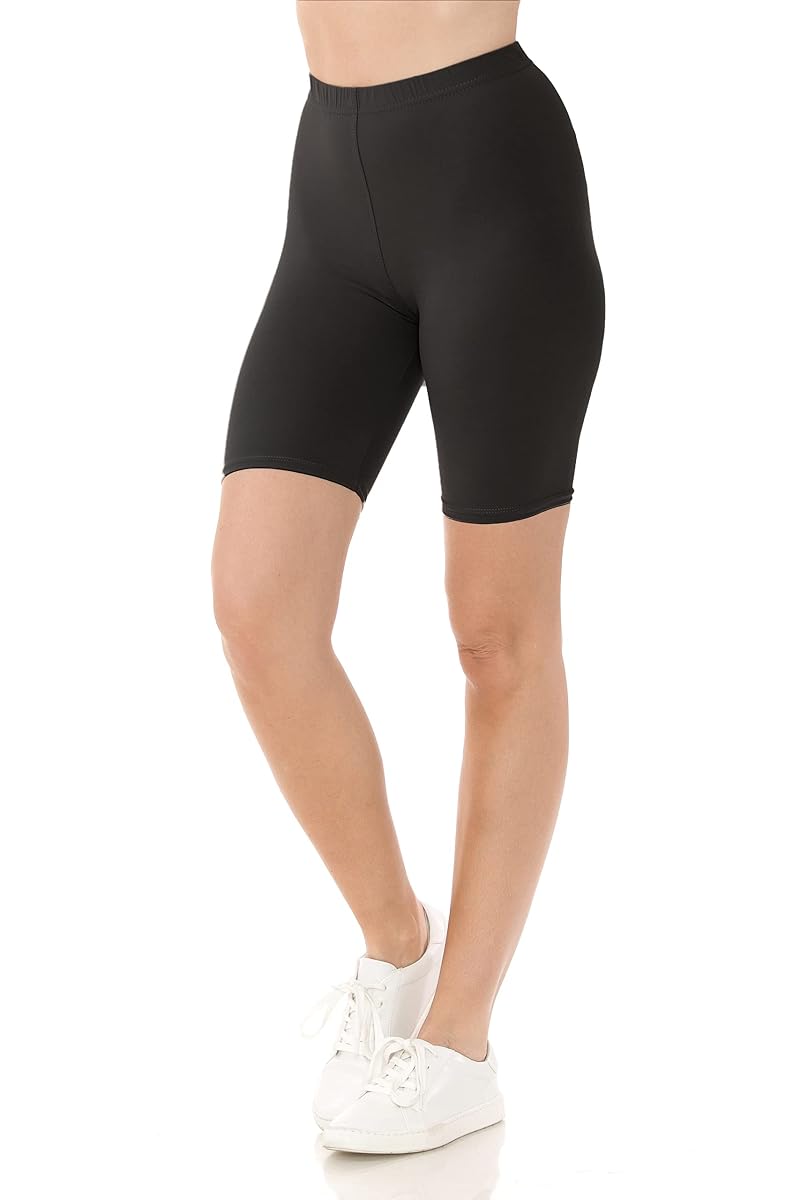 Black 1X Leggings Depot Women’s Biker Shorts - Peach Skin 4-Way Stretch