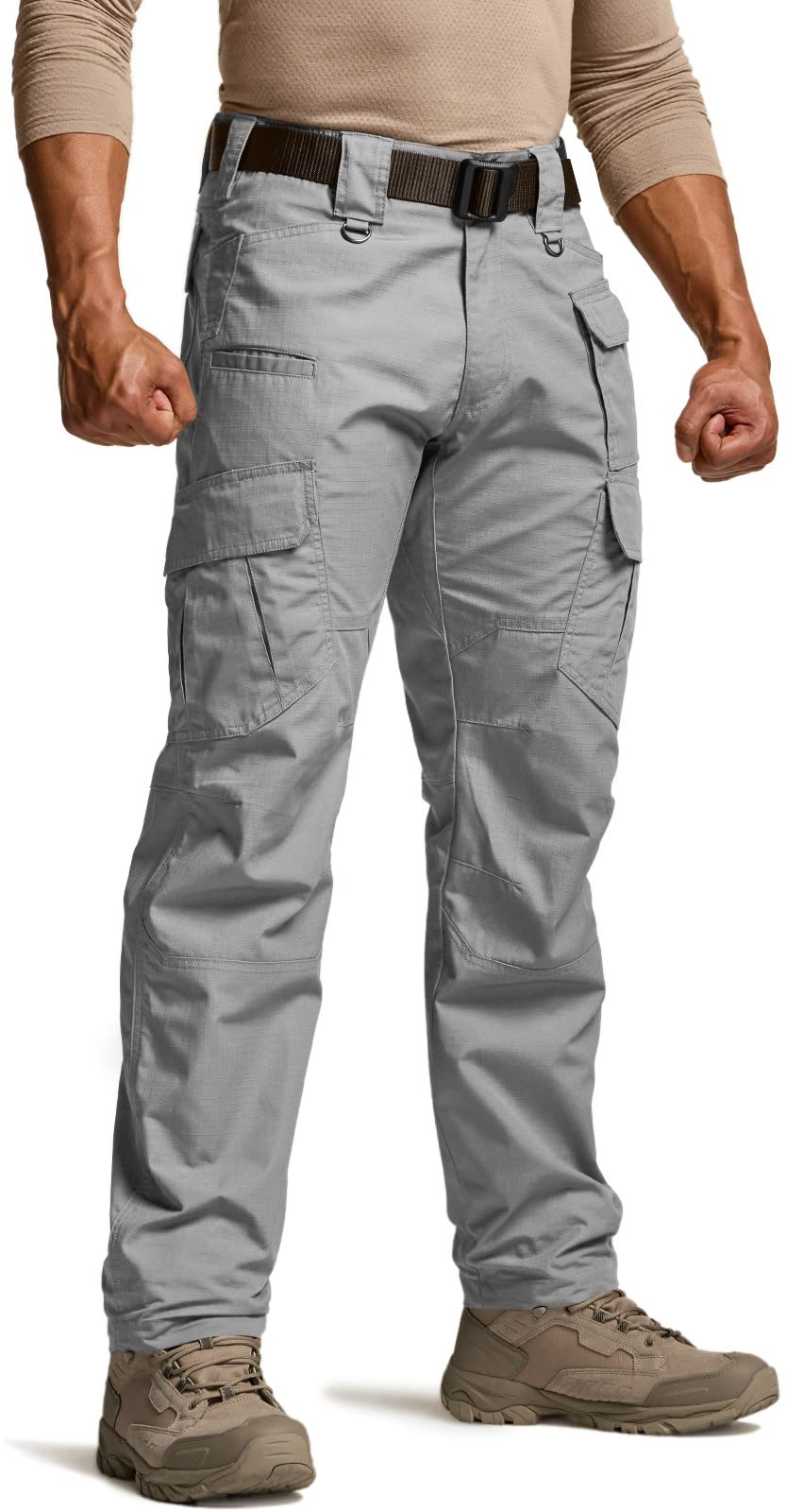 CQR Men's Tactical Pants, Water Resistant Ripstop Cargo Pants, Lightweight EDC Work Hiking Pants, Outdoor Apparel, Duratex Mag Pocket Stone, 32W x 30L