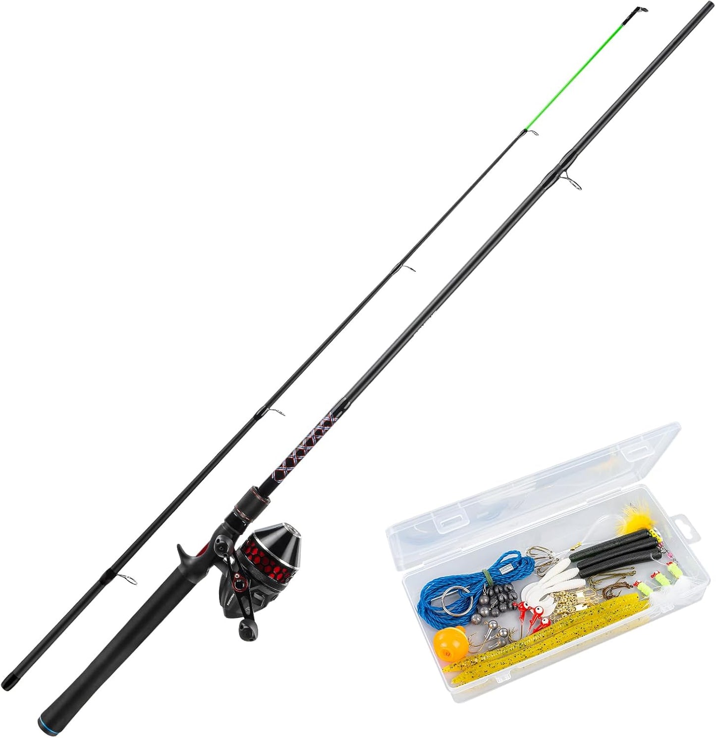 KastKing Brutus Spinning & SpinCast Combo, Fishing Rod and Reel Combo, Custom Tackle Kit, Pre-Spooled Line, Brute Tuff Blank, Stainless Steel Guide, EVA Handles, Custom Graphite Reel Seat