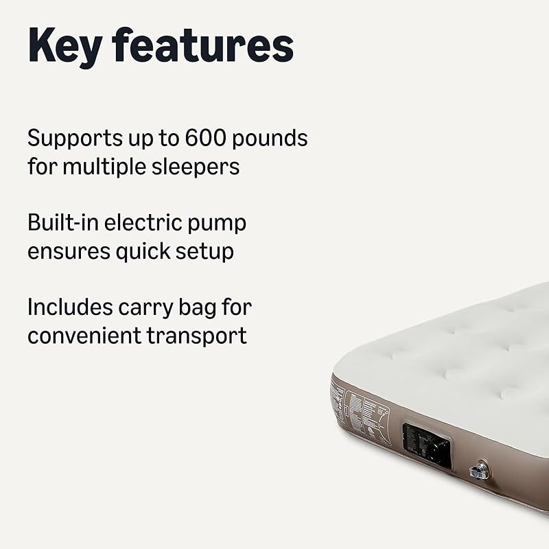 Twin Air Mattress with Built-In Electric Pump – 75 x 39 x 9 in, Supports 300 lbs, Includes Carry Bag (Amazon Basics)